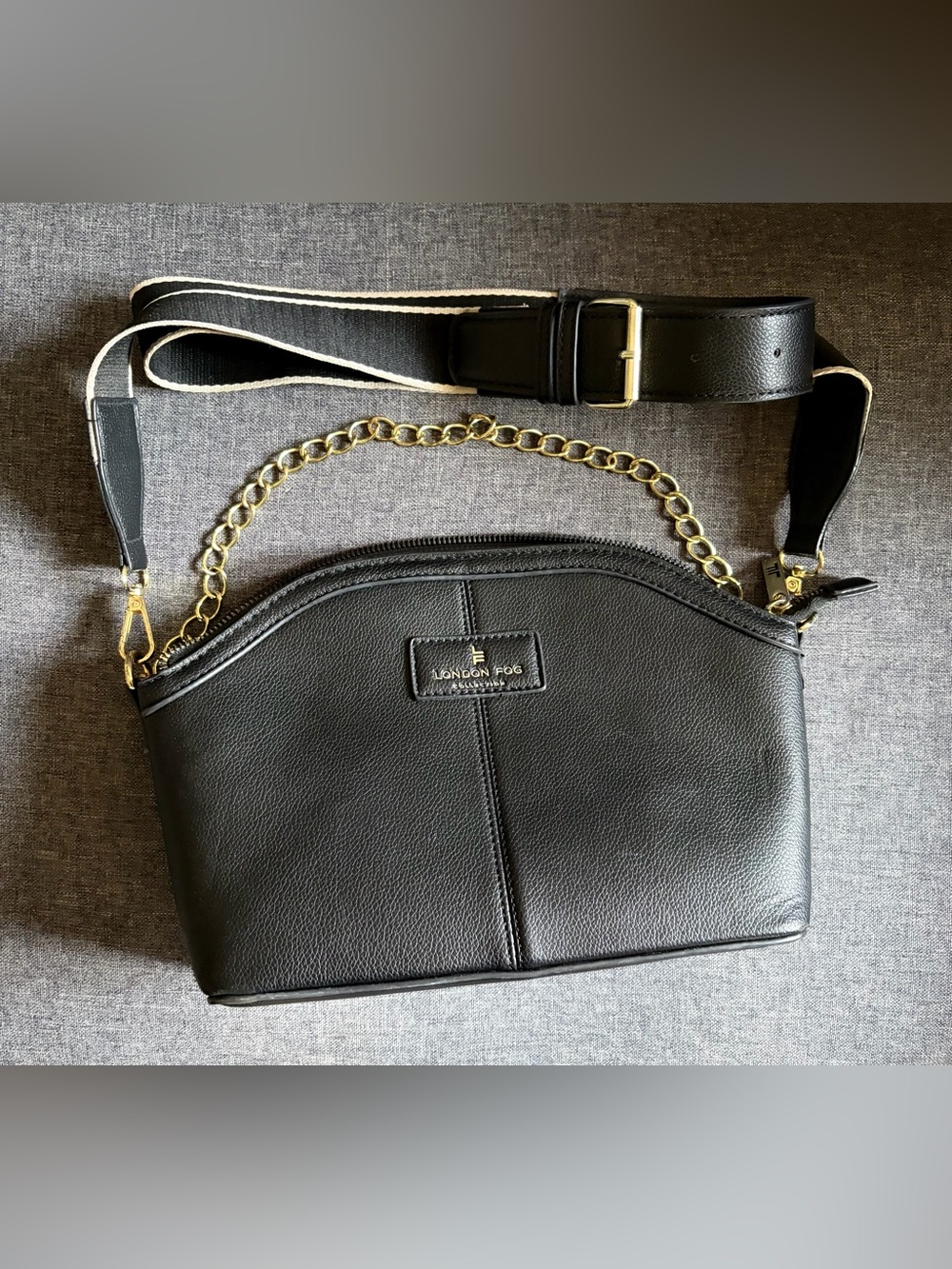 London Fog "Marilyn" Dome Crossbody Bag in black